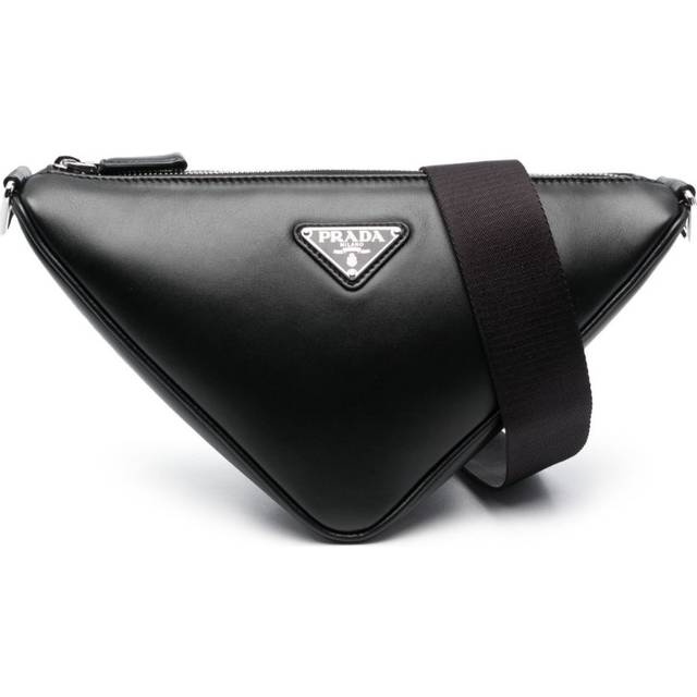 Prada - Triangle logo plaque crossbody bag - men - Calf Leather - OS - Black