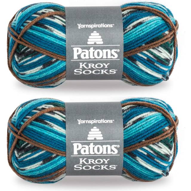 Patons Kroy Socks Yarn  2-Pack  Route 66 (Blue  Green  and Brown Yarn)