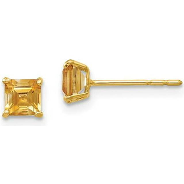 14K Yellow Gold Madi K Citrine 4 mm Square Post Earrings