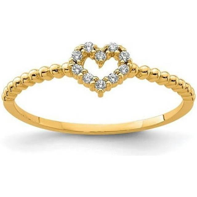 10K Yellow Gold Heart CZ Ring - Size 7