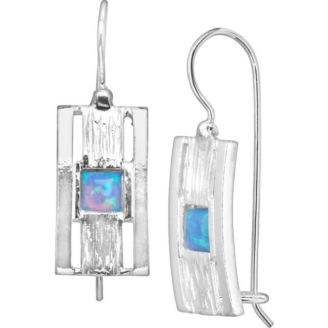 Silpada 'Opal Essence' Created Opal Rectangular Drop Earrings in Sterling Silver - Blue