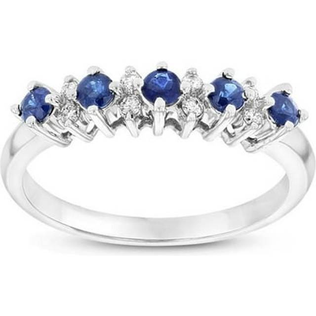 0.53 CTTW Diamond & Sapphire Fashion Band Set, 14K Gold - Size 4