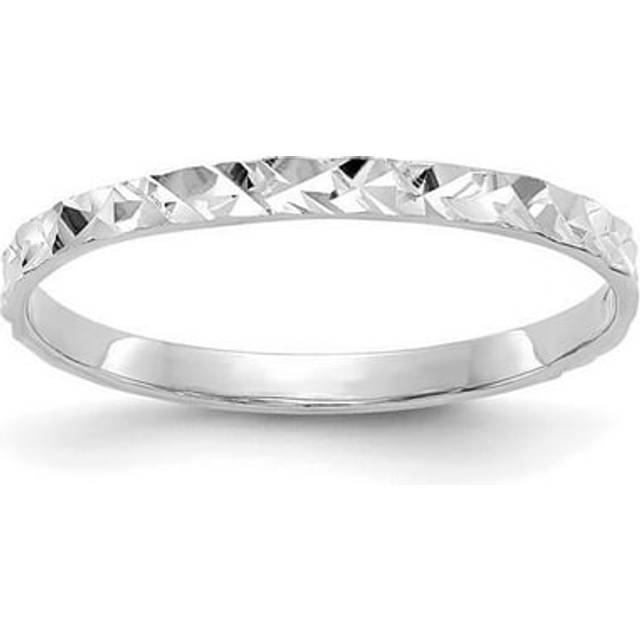 14K White Gold Diamond-Cut Design Band Childs Ring - Size 3