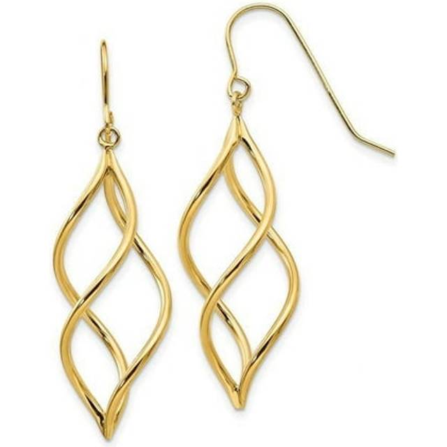 14K Yellow Gold Twisted Dangle Earrings