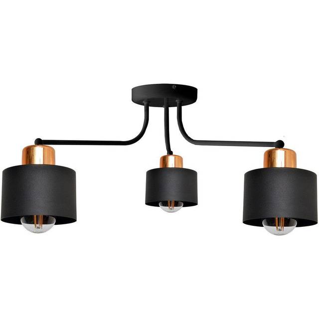Helam - Edison Multi Arm Semi Flush Ceiling Light Black, Copper 65cm