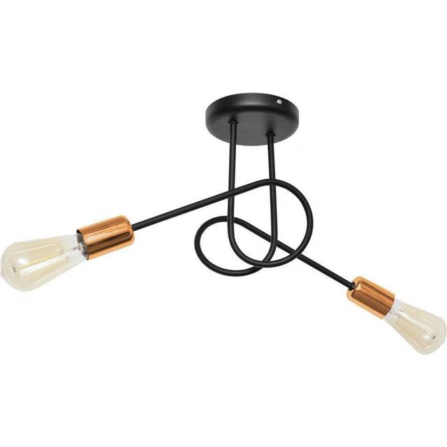 Helam - Oxford Multi Arm Semi Flush Ceiling Light Black, Copper 38cm