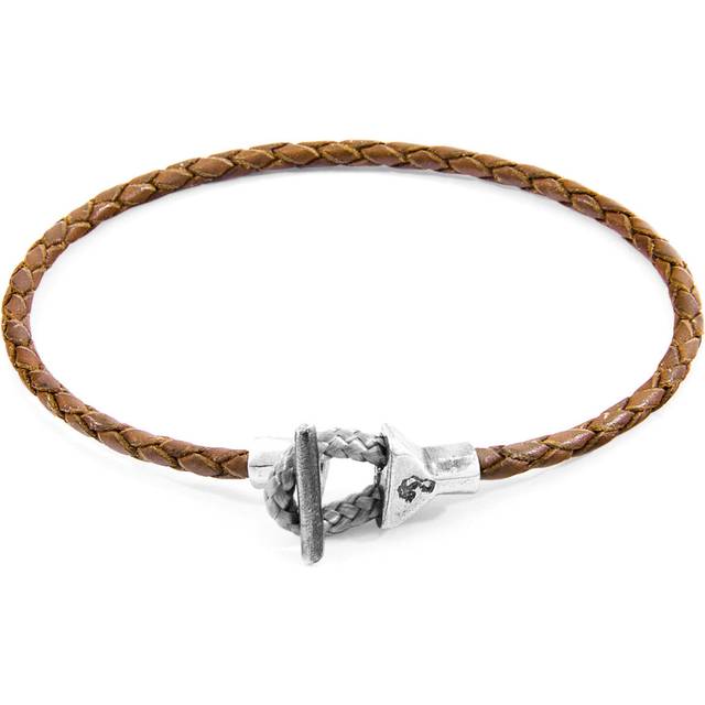 Cullen Silver and Braided Leather Bracelet - Light Brown - 19cm
