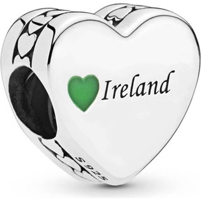 Pandora Ireland Love Heart Charm - Enamel / Sterling silver / Green - one size