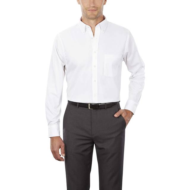 Van Heusen Men's Pinpoint Regular Fit Solid Button Down Collar Dress S