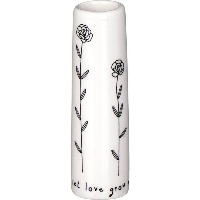 Tiny Let Love Grow Ceramic Bud Vase - white/black - one size