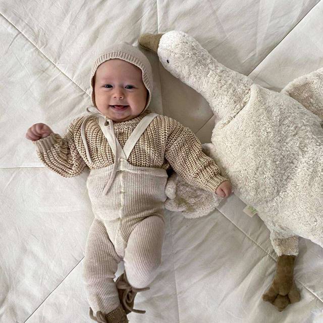 Silly Silas Unisex Rib Tights with Braces (Cream), 6 -12 Months (62-68cm)