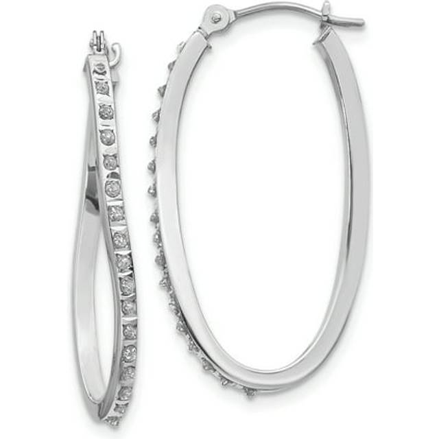 Quality Gold DF224 14K White Gold Diamond Fascination Twist Hinged Hoop Earrings