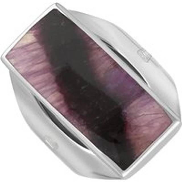 9ct White Gold Blue John Hallmark Medium Oblong Ring - Gold