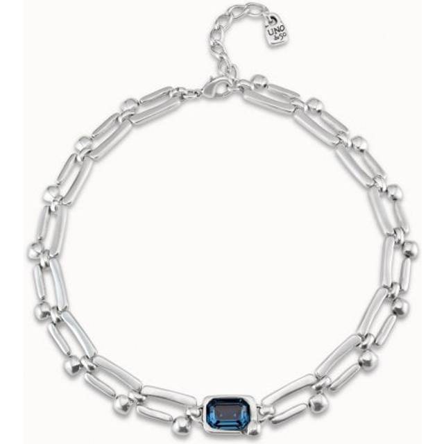 Unconventional Blue Metal Faceted Crystal Necklace