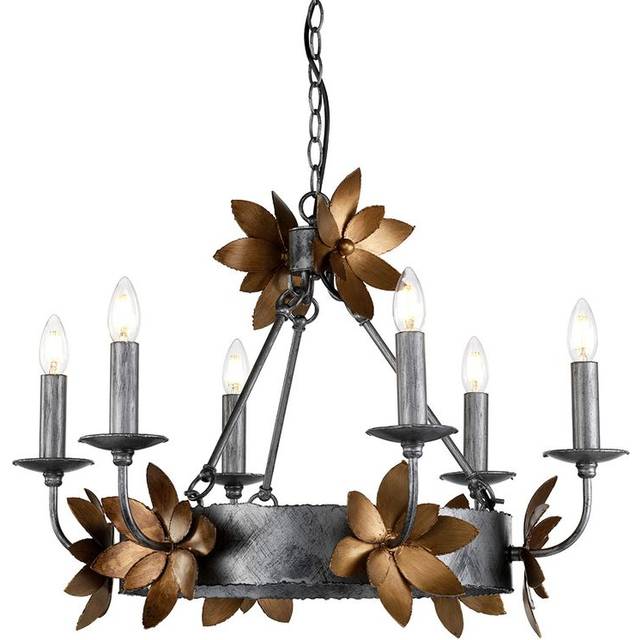 Elstead - Simone - 6 Light Chandelier Bronze, Gold Finish, E14