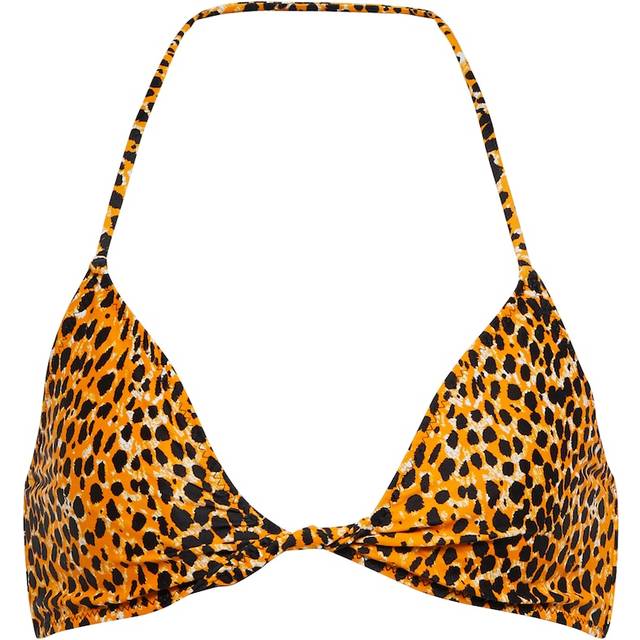 Ganni Leopard print halterneck bikini top