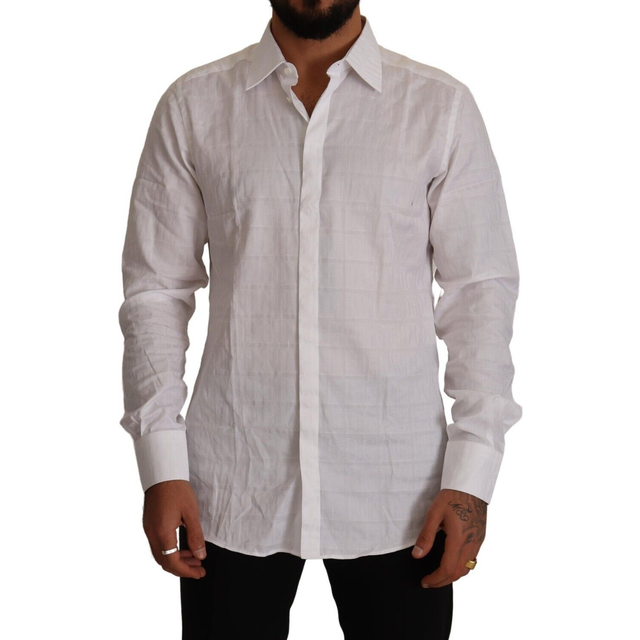 Dolce & Gabbana White GOLD Cotton Slim Fit Dress Formal Shirt - IT38 | XS