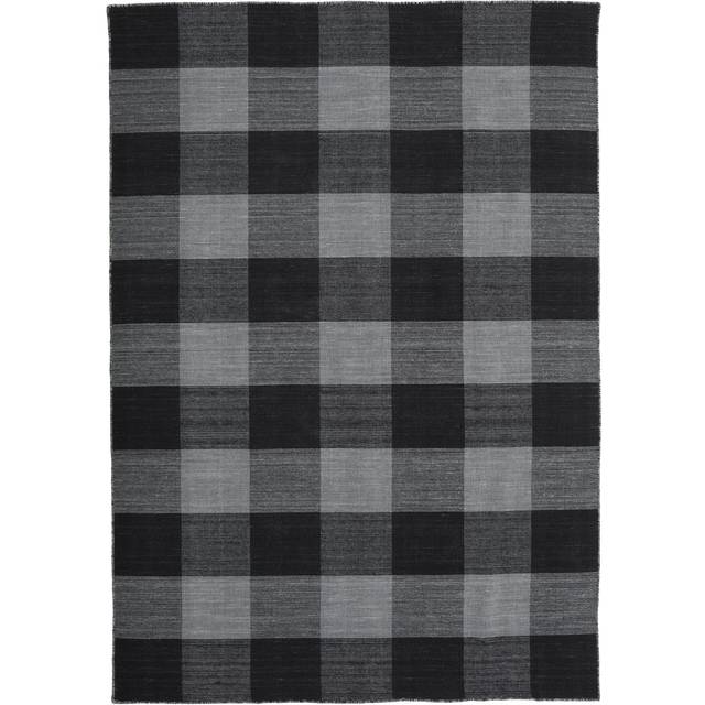 Check Kilim Matta - Svart / Mörkgrå 160x230
