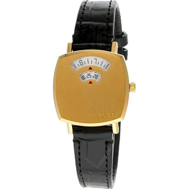 GUCCI Grip 27MM Quartz Black Leather Women's Watch YA157506 - Gold - 27 mm