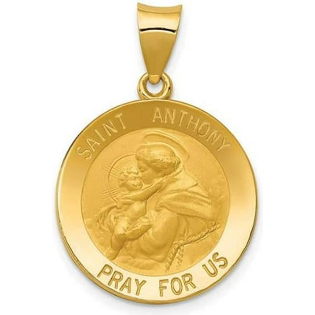 Quality Gold REL146 14K Yellow Gold Saint Anthony Medal Hollow Pendant