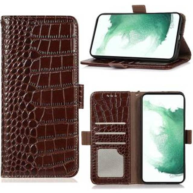 Crocodile Serie Nokia G400 Läder Plånboksfodral med RFID - Brun