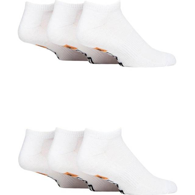 Mens 6 Pair Farah Plain, Patterned and Striped Trainer Socks Plain White 6-11