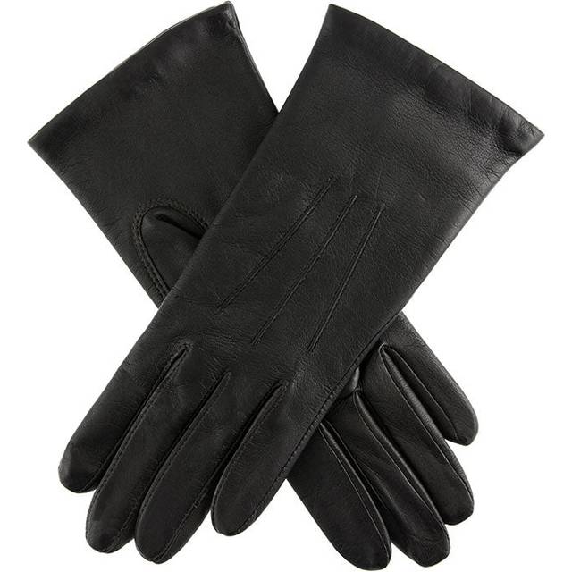 Women's Three-Point Lined Leather Gloves - BLACK / 7