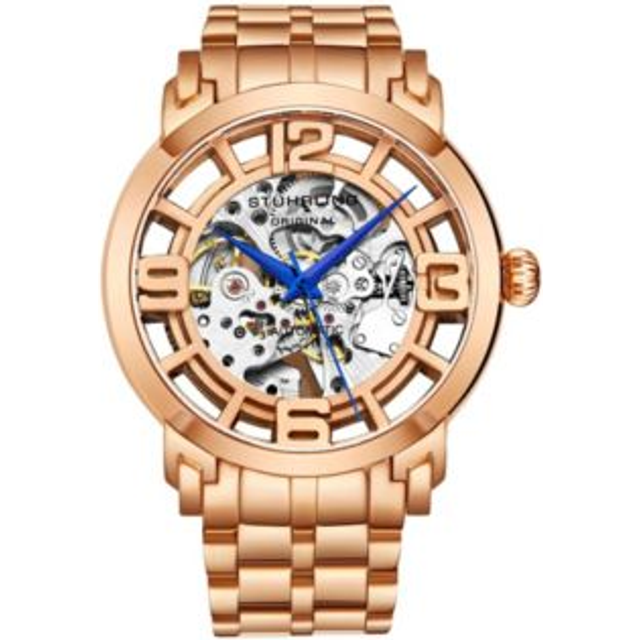 Winchester Automatic 42 mm Skeleton Watch with Stainless Steel Link Bracelet - Metallics - One Size