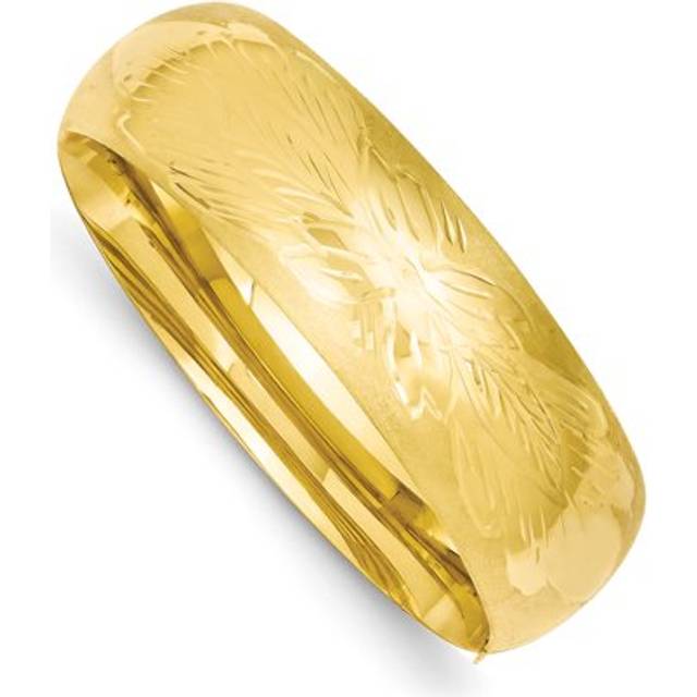 Quality Gold FE13-16O 14K Yellow Gold 10.187 mm Oversize Florentine Engraved Hinged Bangle Bracelet