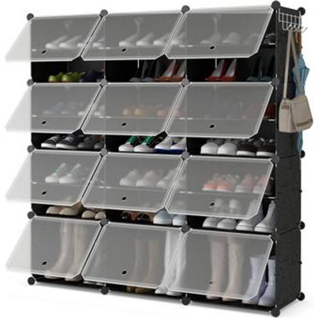 Costway Black Expandable Shoe Storage Cabinet - 48.3 x 35.6 x 22.86cm
