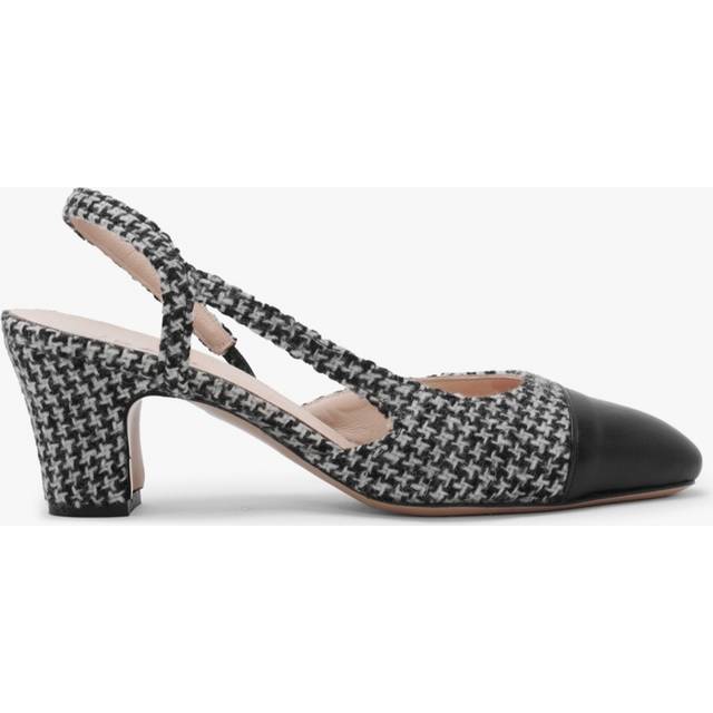 DANIEL Akira Black Houndstooth Block Heel Slingbacks Colour: Black Lea