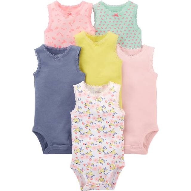 Simple Joys by Carter's Baby Girls' Sleeveless Bodysuit  Pack of 6  Multicolor/Floral/Forest Animals/Fruit  Preemie