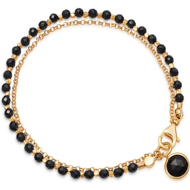 Gold Biography Black Onyx Charm Bracelet