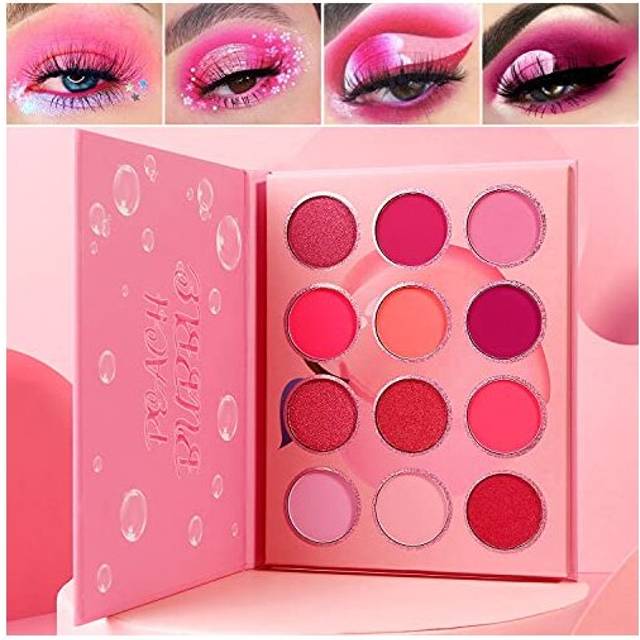Pink Eyeshadow Palette Makeup, Afflano Highly Pigmented Purple Peach Pink Eye Shadow Pallet Blendable Matte Shimmer Shades, Small Cute Violet Eye
