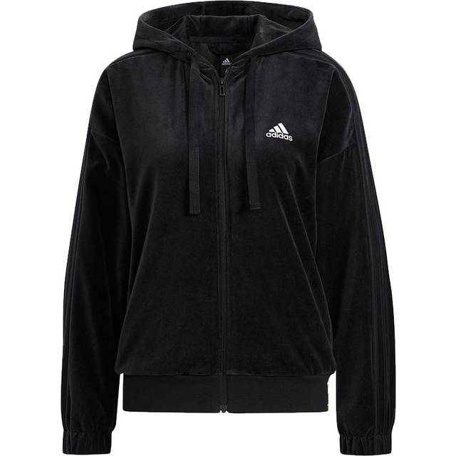 (WMNS) adidas Velour Jkt Velvet Hooded Jacket Black HG1845 - L