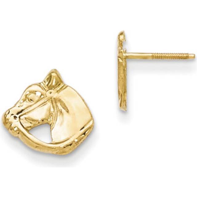 Quality Gold GK428 14K Yellow Gold Madi K Horse Head Earrings