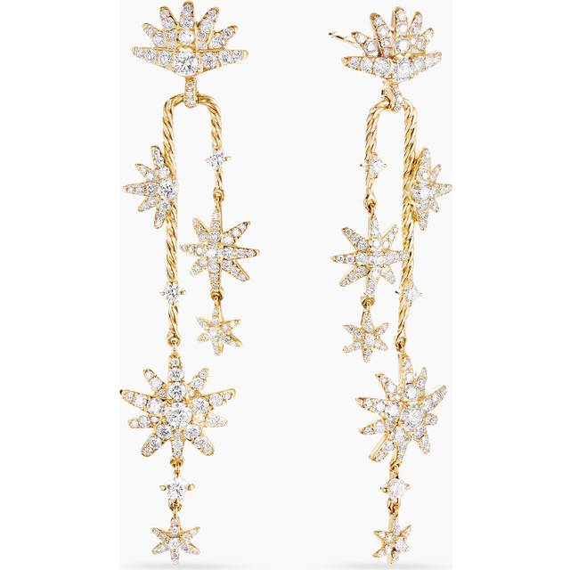 Starburst Cascade Drop Earrings in 18ct Yellow Gold with Diamonds, 61.6mm