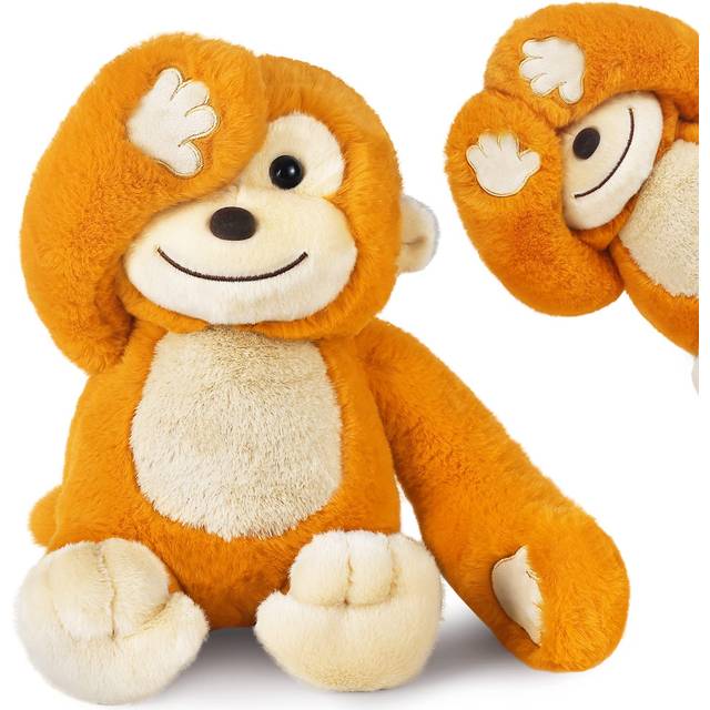 "iPlay  iLearn Baby Monkey Stuffed Animal  12"""" Infant Soft Hide Seek Plush Toy  Newborn Babies First Gift  Cute Birthday Present for 0 3 6 9"