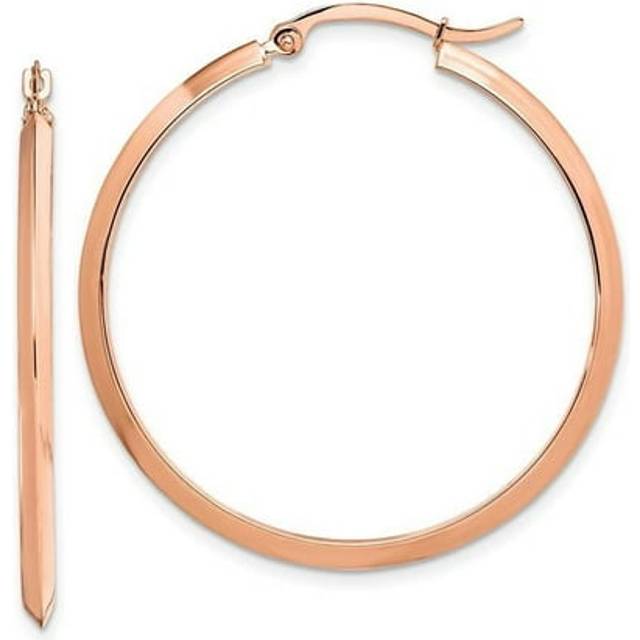 14K Two-Tone Rose Gold Polished Hoop Earrings