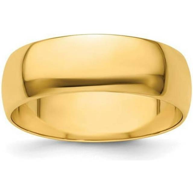 14K Yellow Gold 7 mm LTW Half Round Band - Size 10