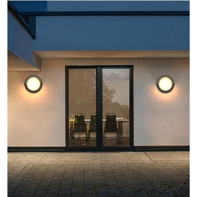 2PCS Modern Round Wall Light 3000K Led Simple Wall Lamp Indoor Wall Sconce for Hotel Porch Courtyard Matte Black - (Warm White)