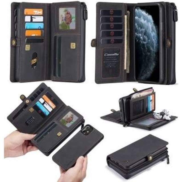 CaseMe Plånboksfodral iPhone 12 / iPhone 12 PRO (14 Kortfack) Grå-Svart