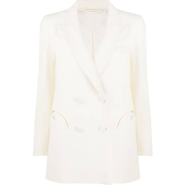 Blazé Milano - double-breasted silk blazer - women - Silk/Cupro/Viscose/Wool - 2 - White