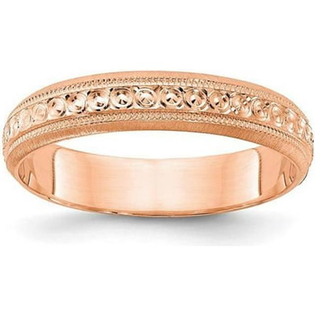14K Rose Gold 3 mm Design Etched Wedding Band - Size 8