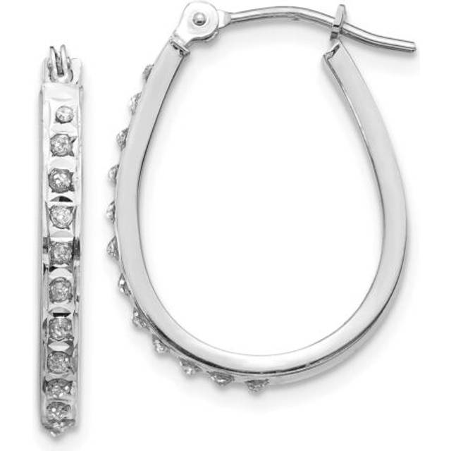 14k white gold diamond small 18mm teardrop hinged oval hoop earrings 0.01 ct