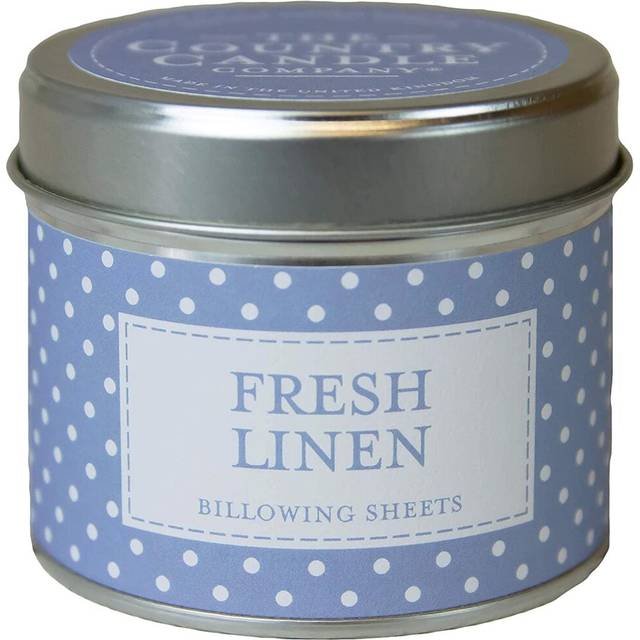 The Country Candle Company Polka-dot Tin Candle Â Fresh Linen Scented, Up to 35 Hours Burn Time