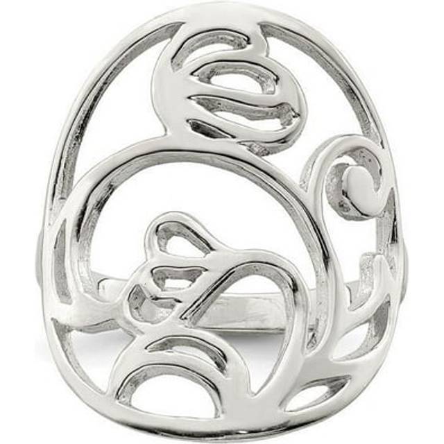Finest Gold Sterling Silver Polished Wavy Design Ring - Size 8