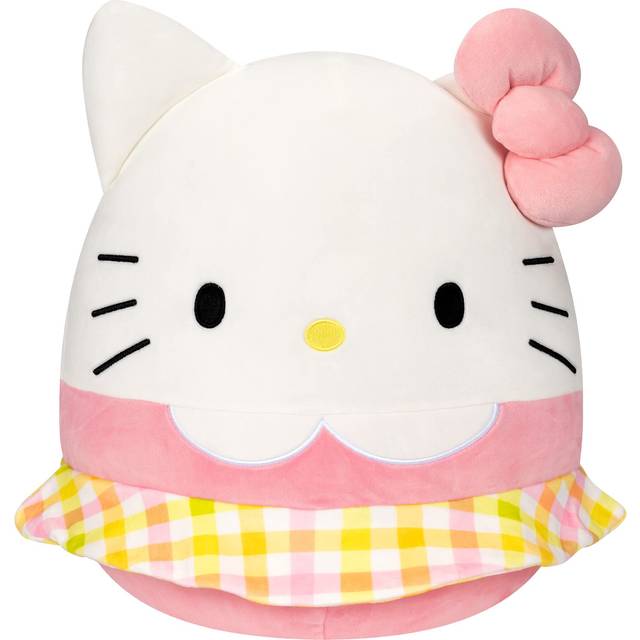 Squishmallows Sanrio 14-Inch Hello Kitty Wearing Gingham Skirt Plush -