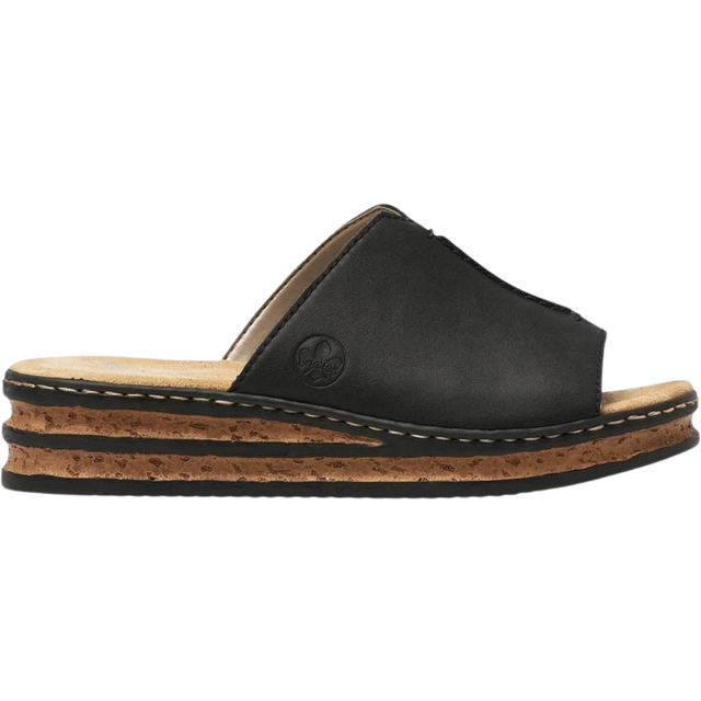 Rieker Damsandaler 629M9, damtofflor, Svart 00, 37 EU smal