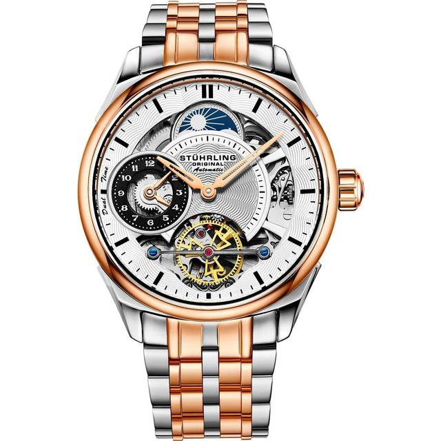 Presidia 943B Dual Time Automatic Watch 42mm Case Skeleton Dial Stainless Steel Li - Grey - One Size